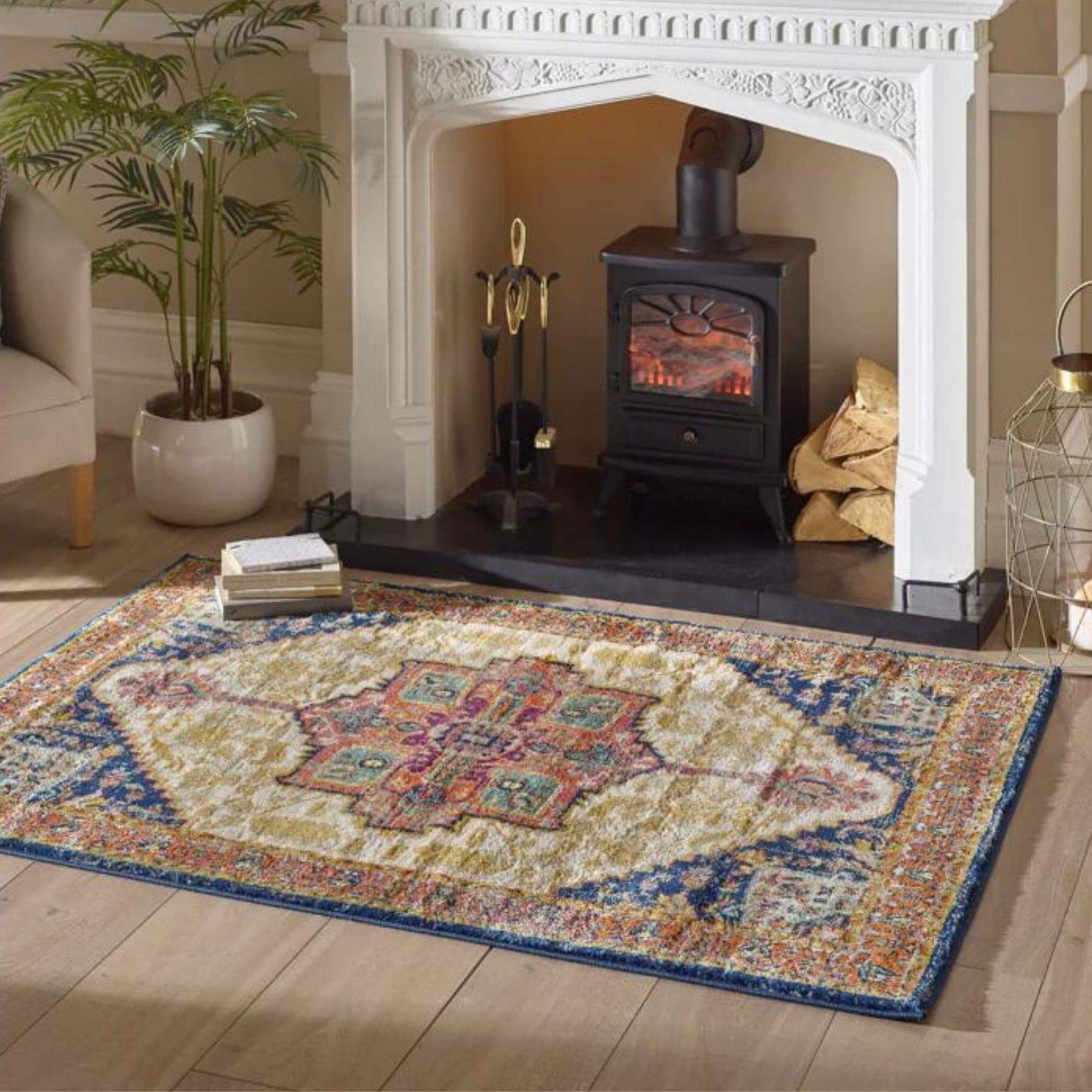 Granada Multicolour Vintage Rug | Amber - Bargainia.com - 