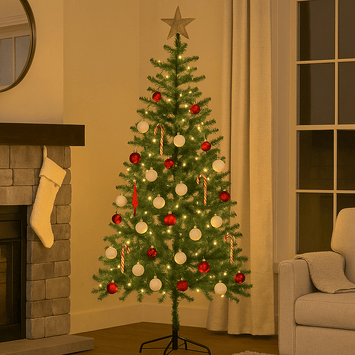 Green Artificial Fir Christmas Tree With Metal Stand - 7FT - Bargainia.com - 5056150253310 - 25331