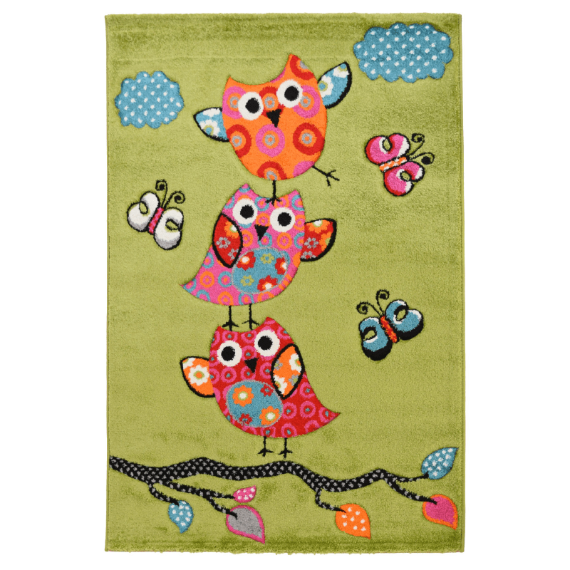 Green Owl Children's Rug - Alaska Green Owl Children Rug Clearance