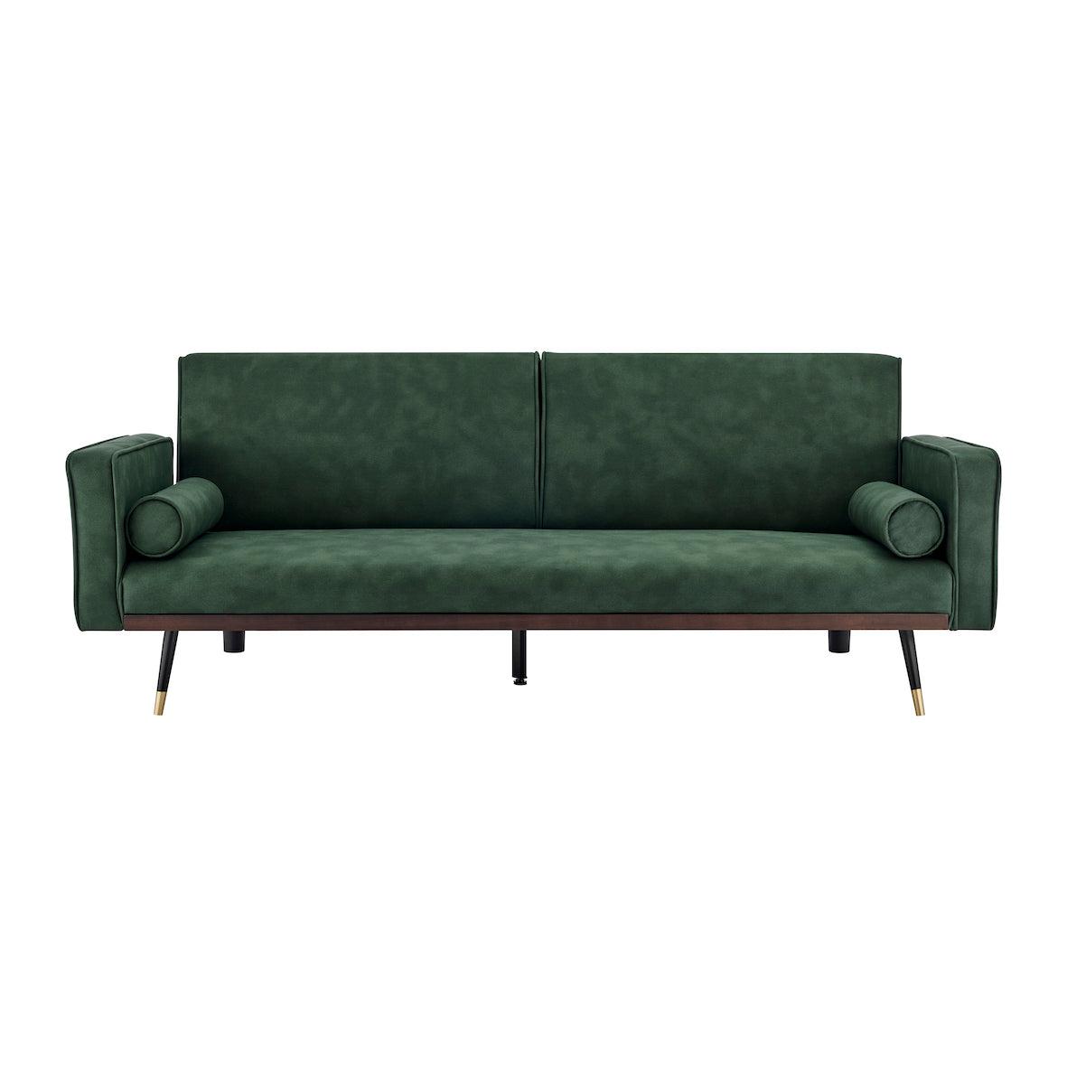 Green Sofa Bed 3 Seater Faux Suede Click Clack - Jenna - Bargainia.com - 