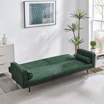 Green Sofa Bed 3 Seater Faux Suede Click Clack - Jenna - Bargainia.com - 