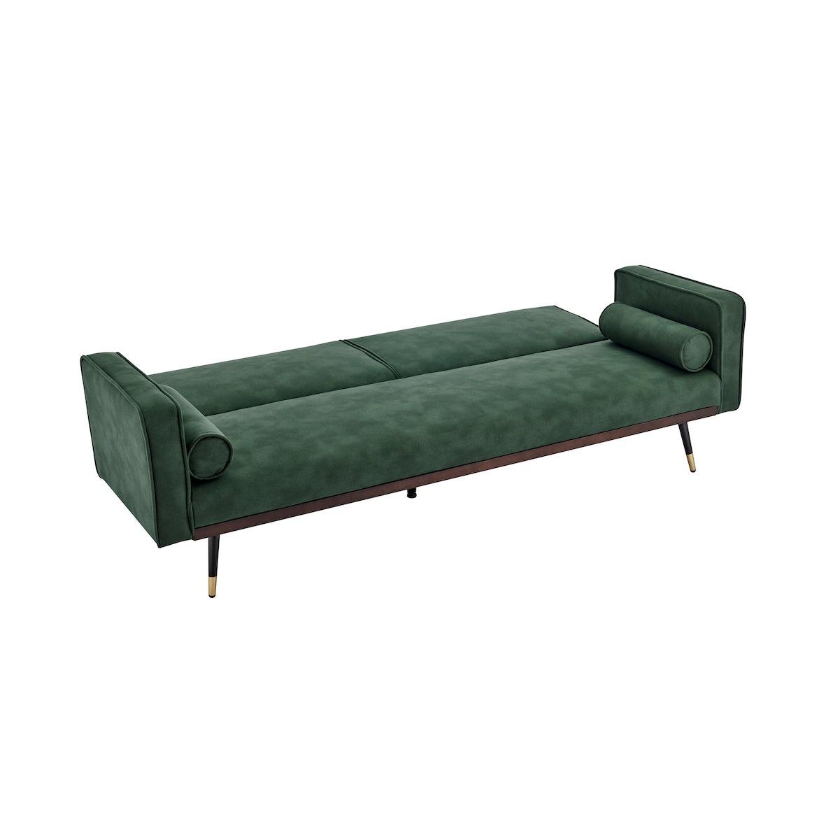 Green Sofa Bed 3 Seater Faux Suede Click Clack - Jenna - Bargainia.com - 