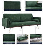 Green Sofa Bed 3 Seater Faux Suede Click Clack - Jenna - Bargainia.com - 