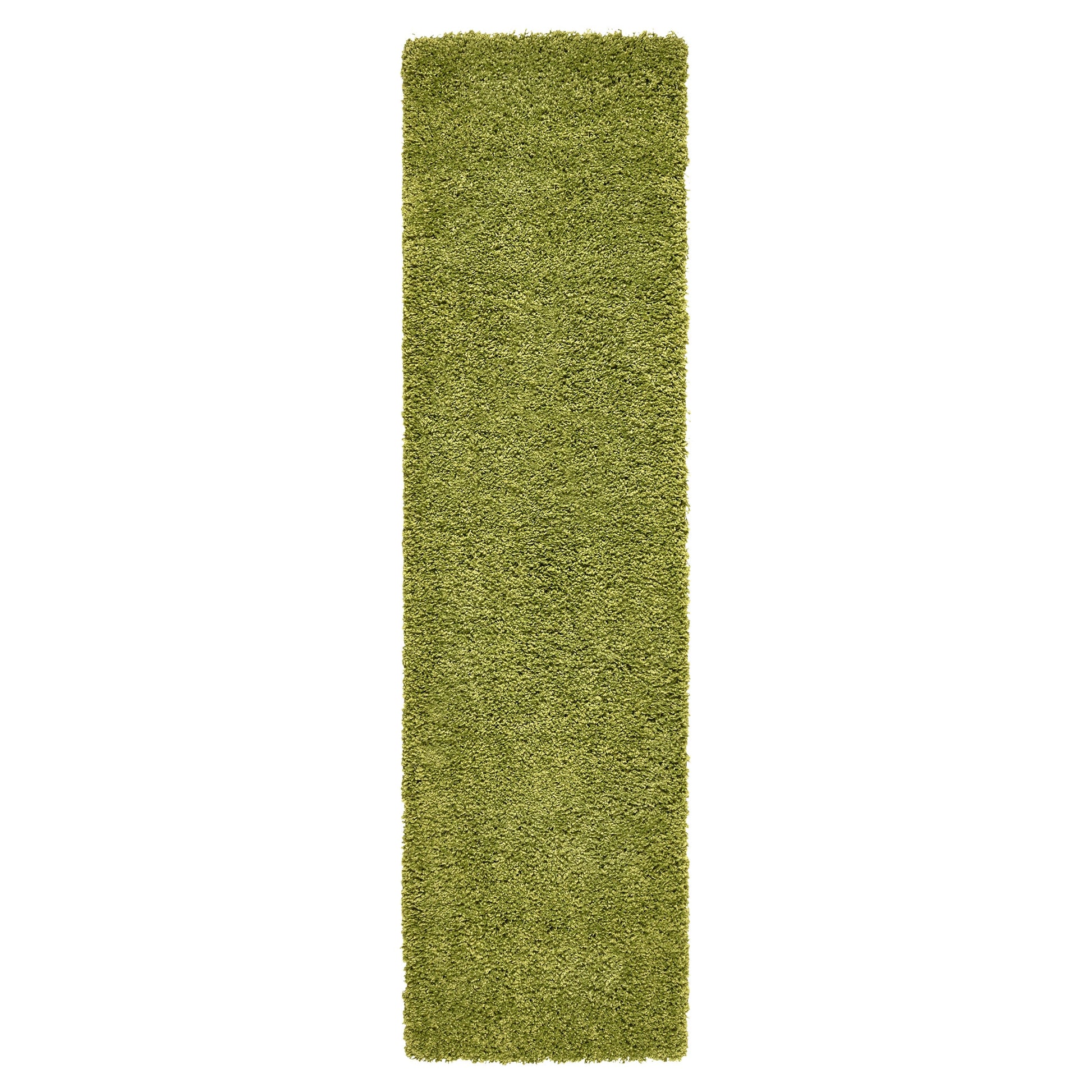Green Thick Shaggy Rug - California Rugs Rug Masters 60x230cm (2'x7'8")