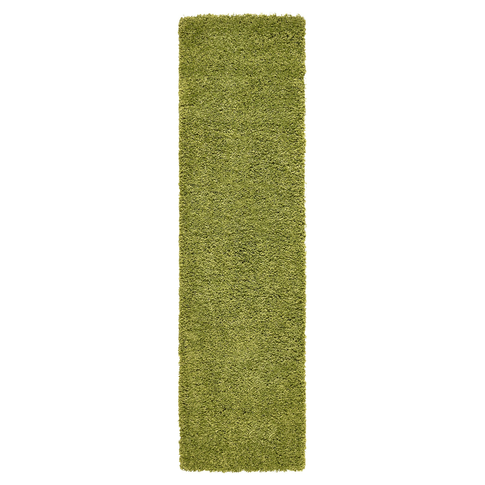 Green Thick Shaggy Rug - California Rugs Rug Masters 60x230cm (2'x7'8")