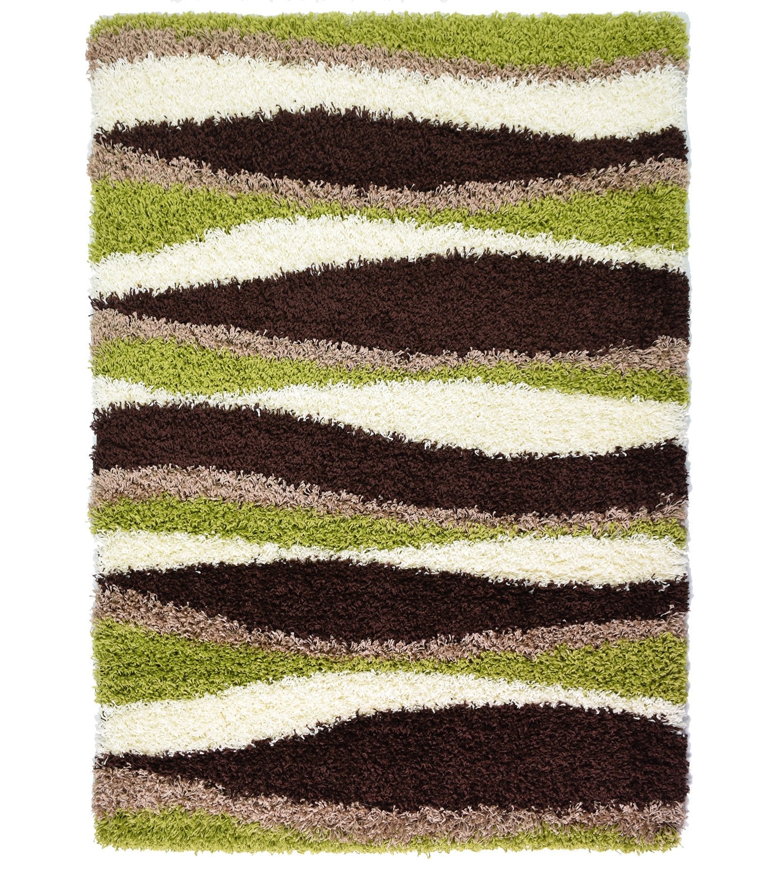 Green Waves Thick Shaggy Rug - California Rugs Rug Masters