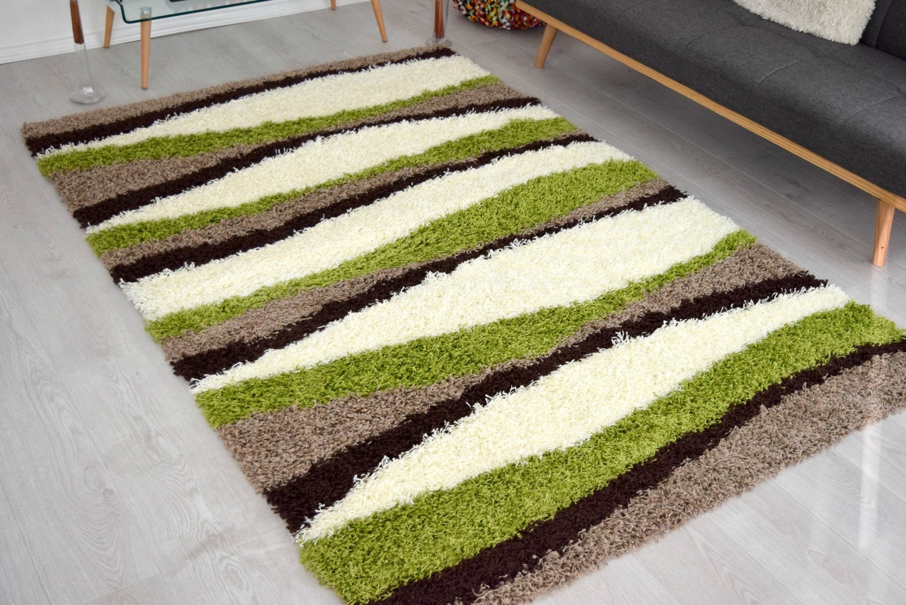Green Waves Thick Shaggy Rug - California - Bargainia.com - 