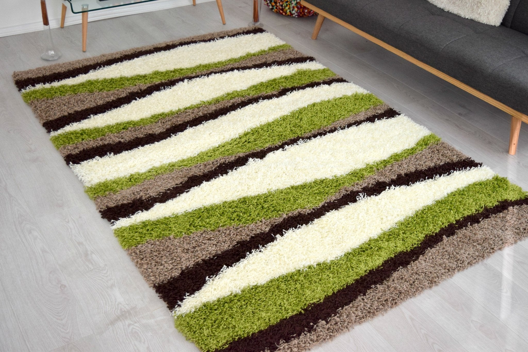 Green Waves Thick Shaggy Rug - California Rugs Rug Masters