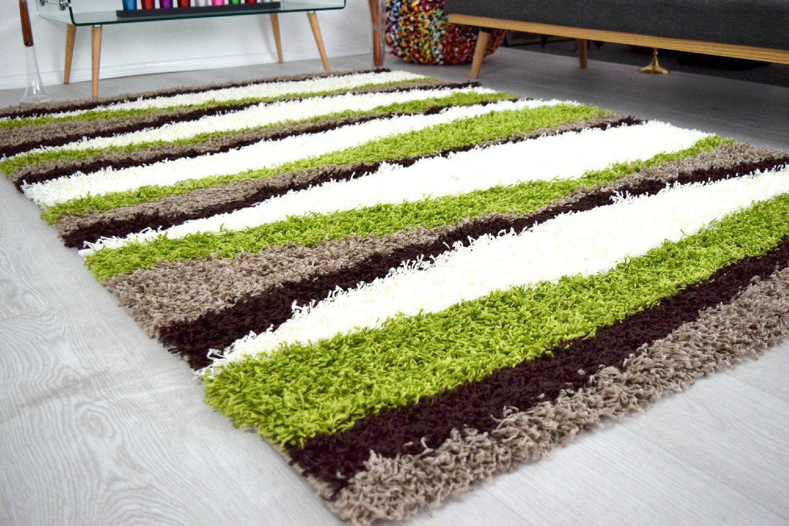 Green Waves Thick Shaggy Rug - California - Bargainia.com - 