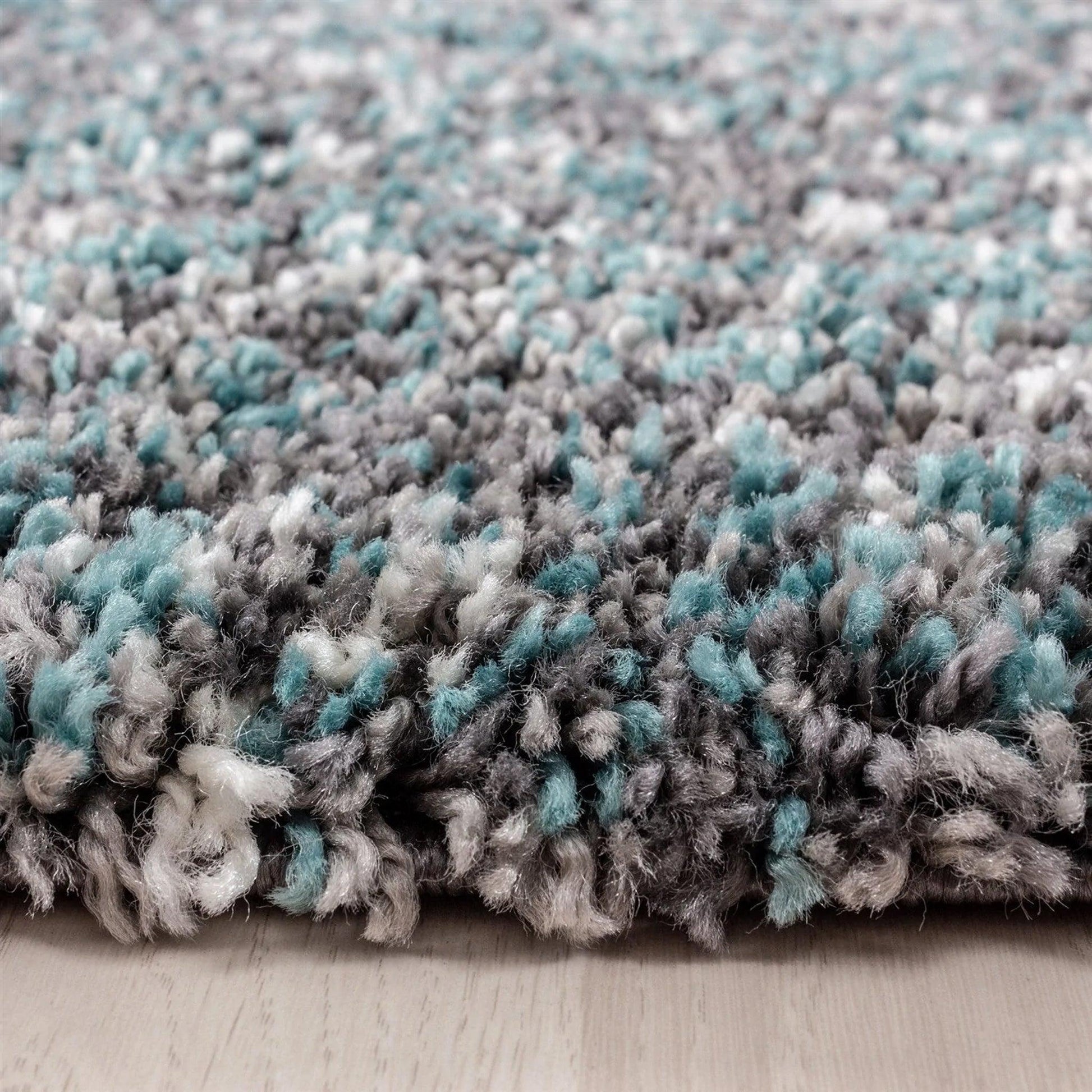 Grey & Blue Blend Shaggy Rug - Enjoy Rugs Rug Masters