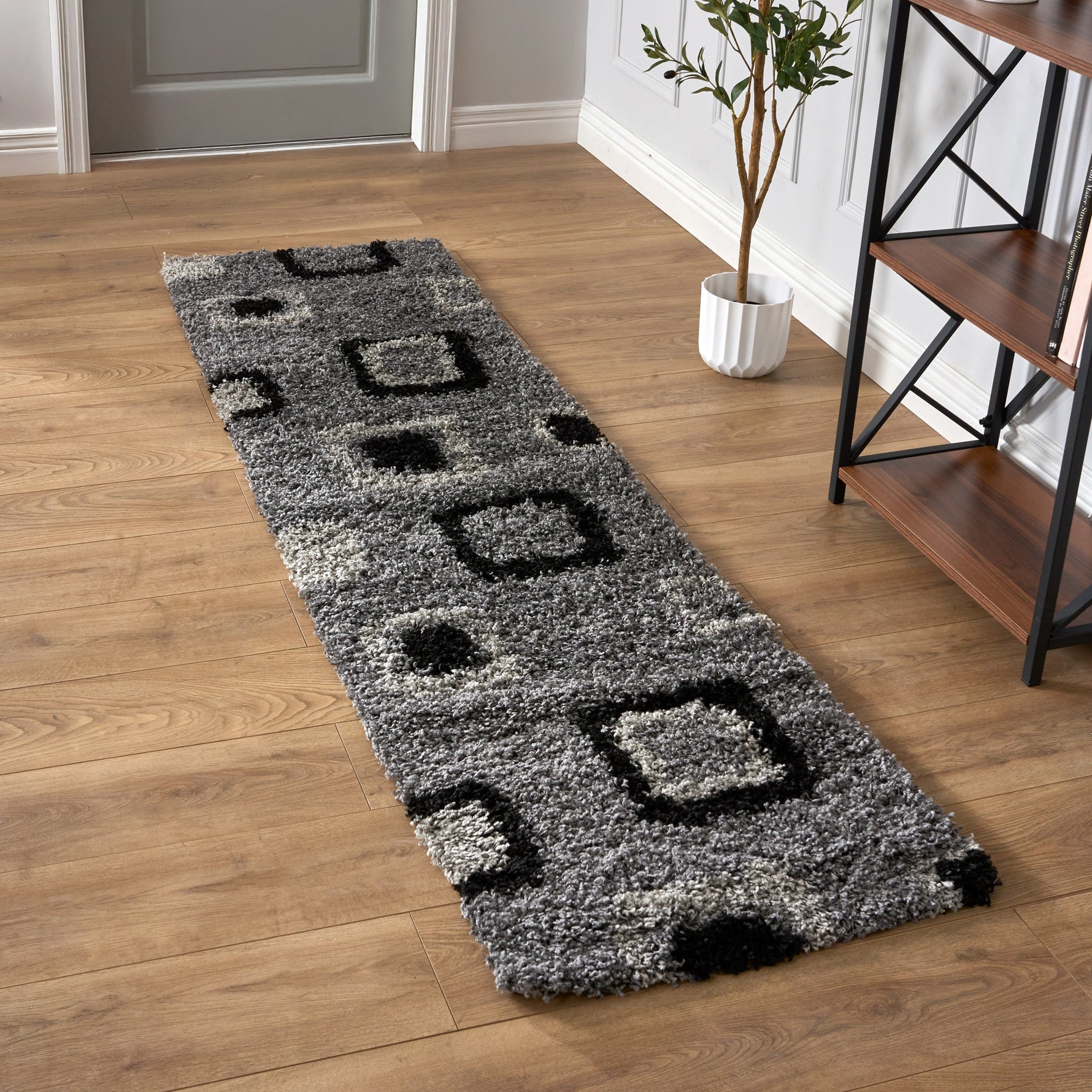 Grey Boxed Thick Shaggy Rug - California - Bargainia.com - 