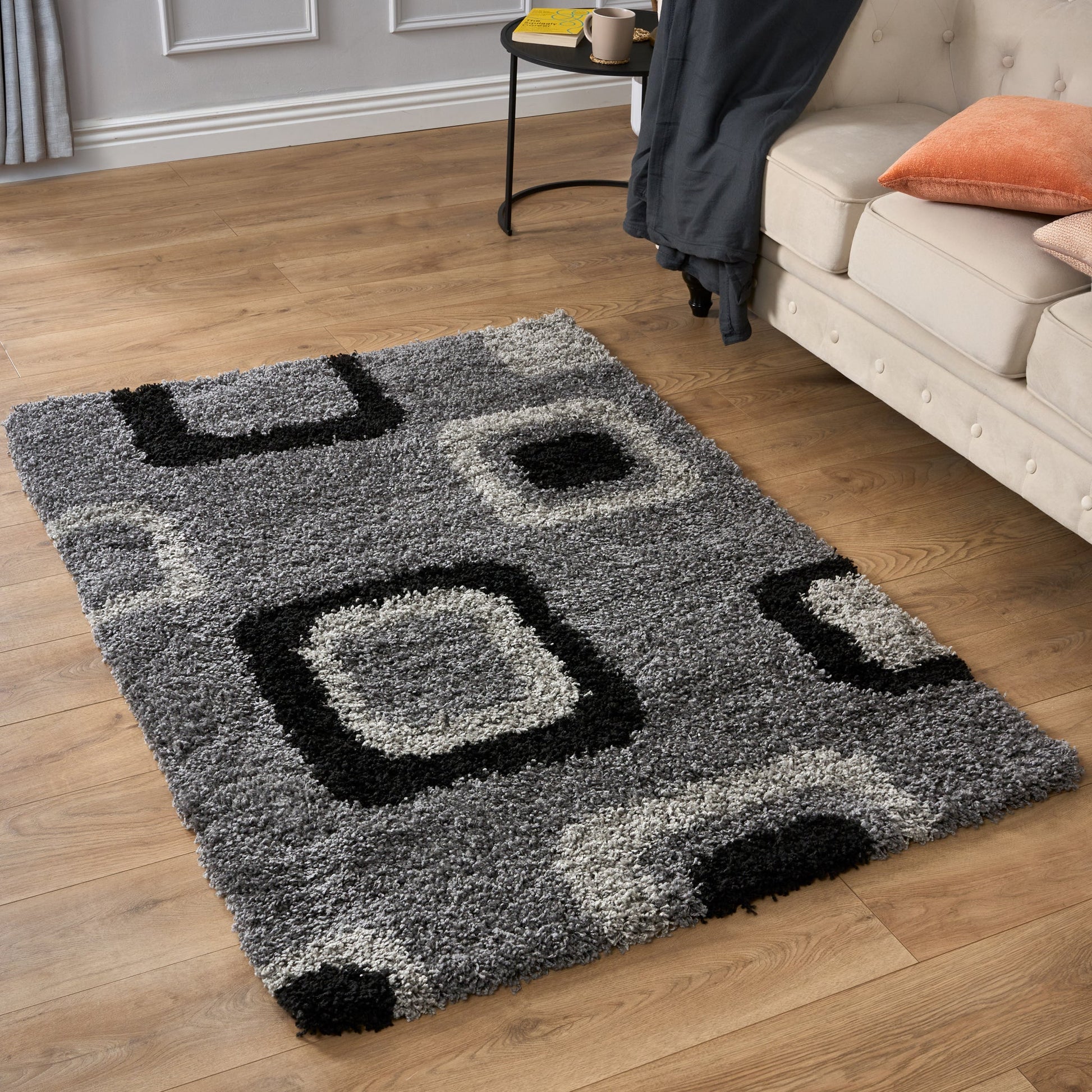 Grey Boxed Thick Shaggy Rug - California Rugs Rug Masters