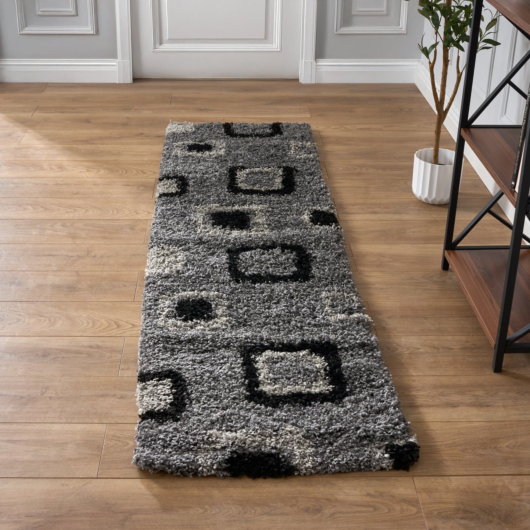 Grey Boxed Thick Shaggy Rug - California - Bargainia.com - 