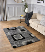 Grey Boxed Thick Shaggy Rug - California - Bargainia.com - 