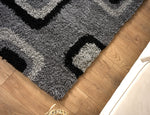 Grey Boxed Thick Shaggy Rug - California - Bargainia.com - 