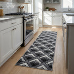 Grey Chevron Runner Rug | Hessian Backed Flexible Stair & Hallway Carpet Runner - Bargainia.com - 