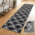 Grey Chevron Runner Rug | Hessian Backed Flexible Stair & Hallway Carpet Runner - Bargainia.com - 