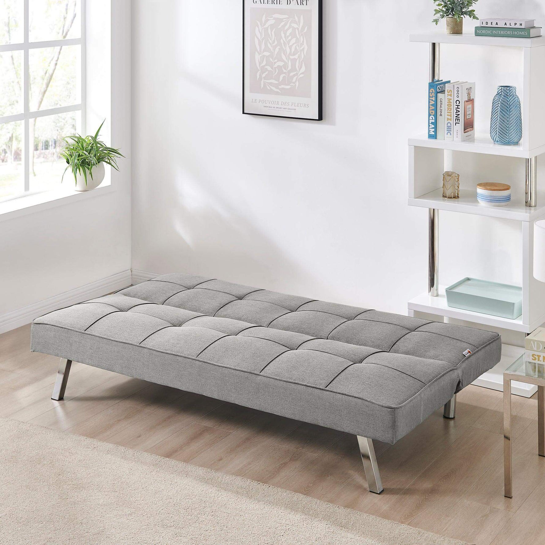 Grey Click Clack 3 Seater Sofa Bed - Britney - Bargainia.com - 