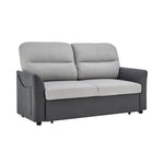 Grey Faux Suede Sofa Bed Pull Out Two Seater - Rhona - Bargainia.com - 