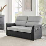 Grey Faux Suede Sofa Bed Pull Out Two Seater - Rhona - Bargainia.com - 