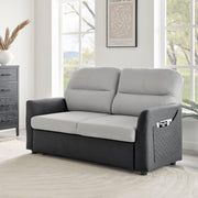 Grey Faux Suede Sofa Bed Pull Out Two Seater - Rhona Bargainia