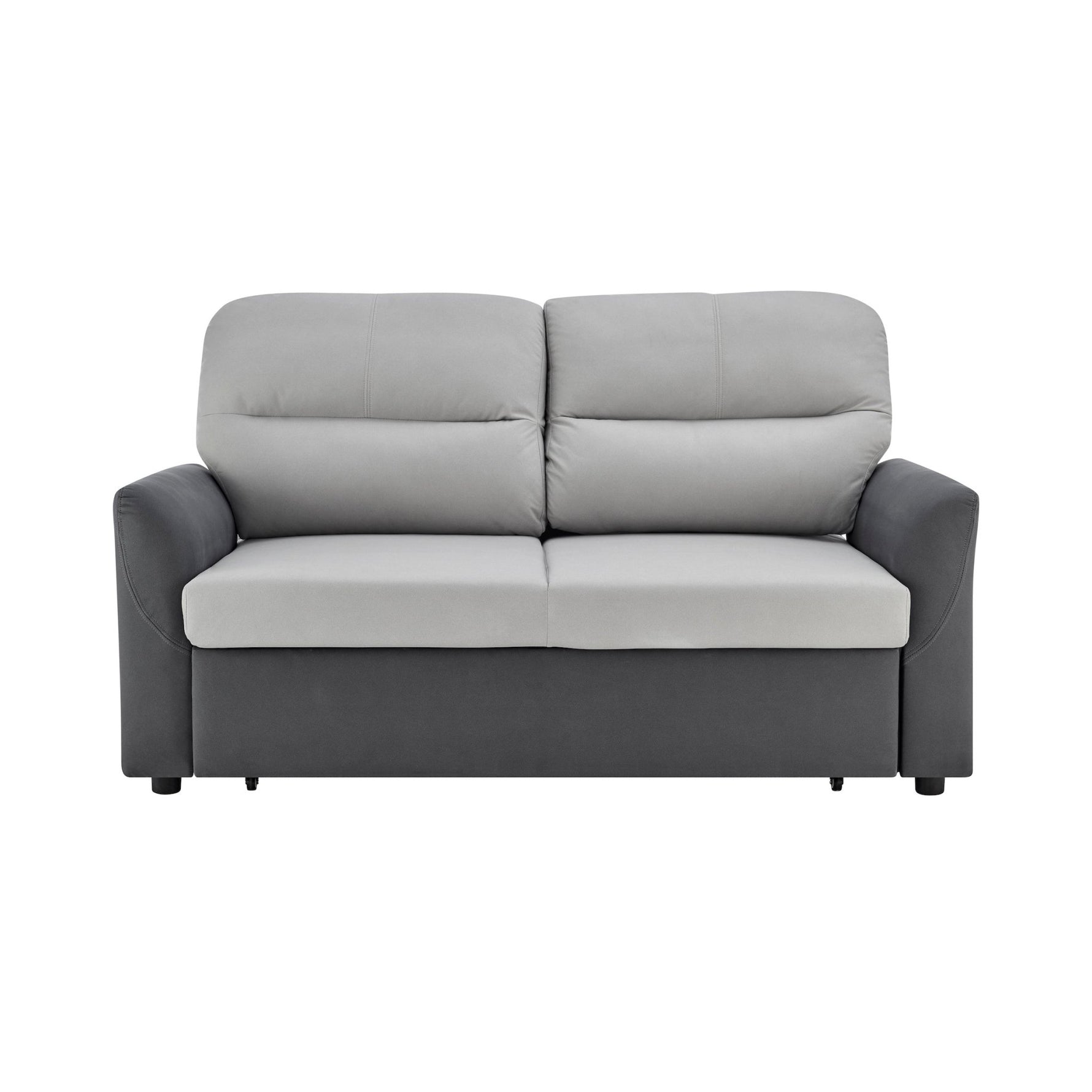 Grey Faux Suede Sofa Bed Pull Out Two Seater - Rhona - Bargainia.com - 