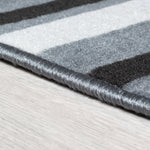Grey Lines Striped Runner Rug | Hessian Backed Flexible Stair & Hallway Carpet Runner - Bargainia.com - 