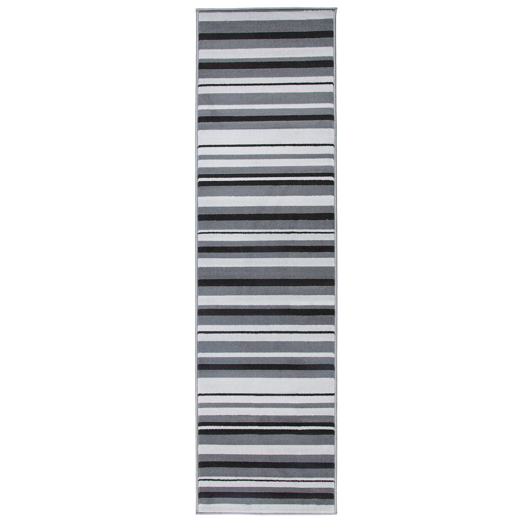 Grey Lines Striped Runner Rug | Hessian Backed Flexible Stair & Hallway Carpet Runner - Bargainia.com - 