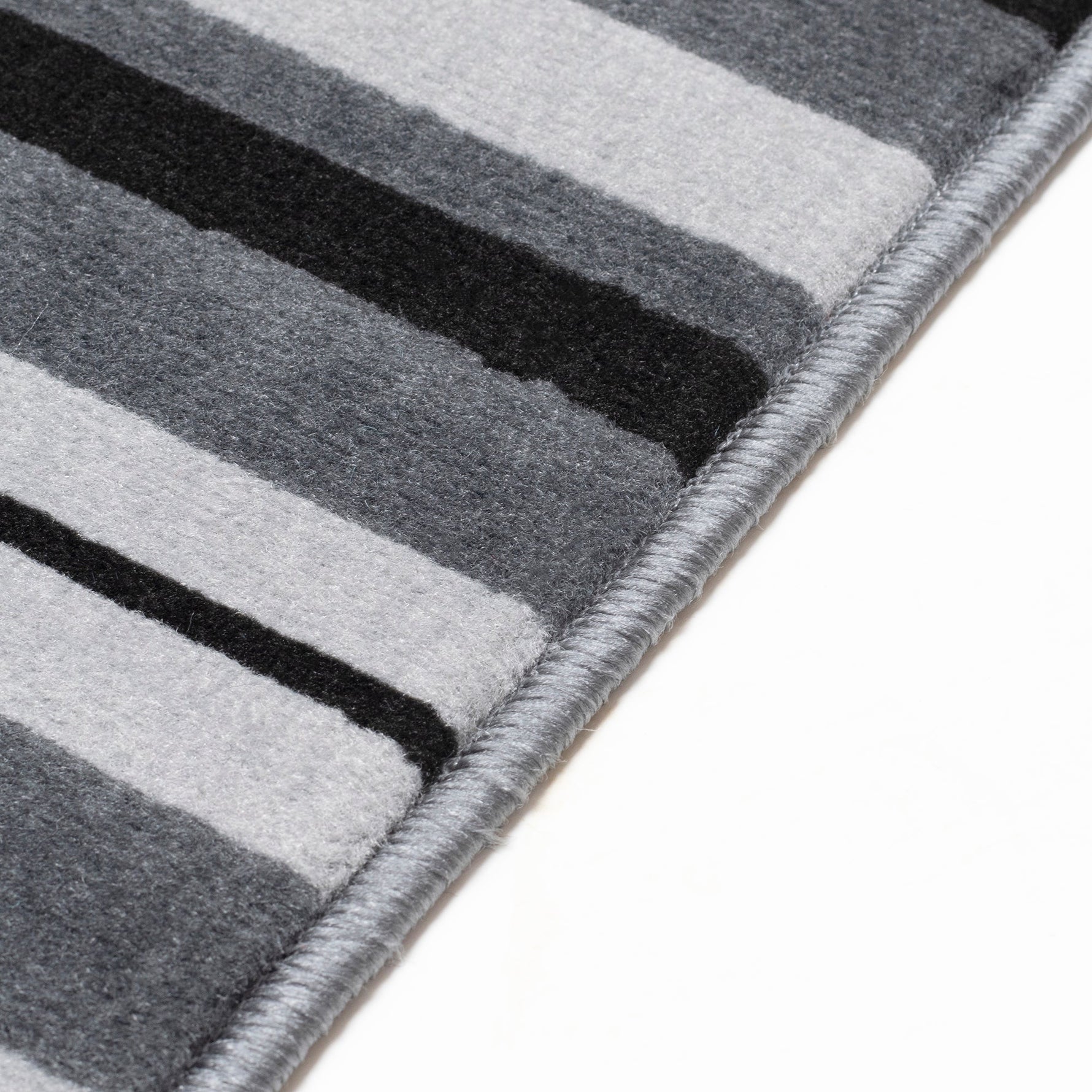 Grey Lines Striped Runner Rug | Hessian Backed Flexible Stair & Hallway Carpet Runner - Bargainia.com - 