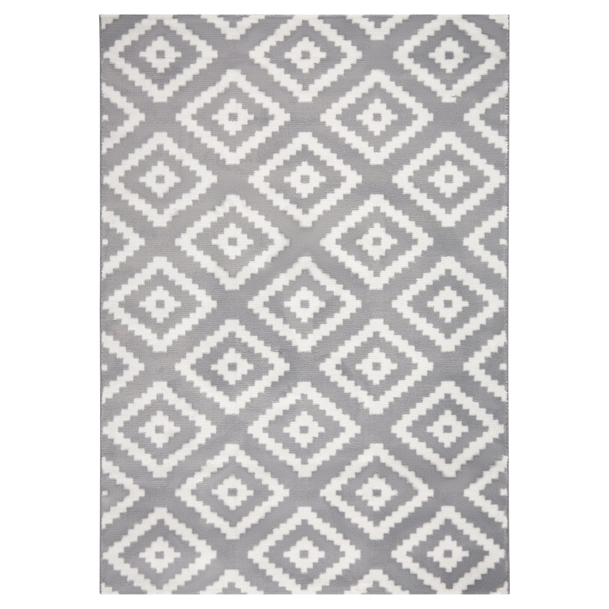 Grey Modern Tiles Motif Rug - Plus Rugs Clearance