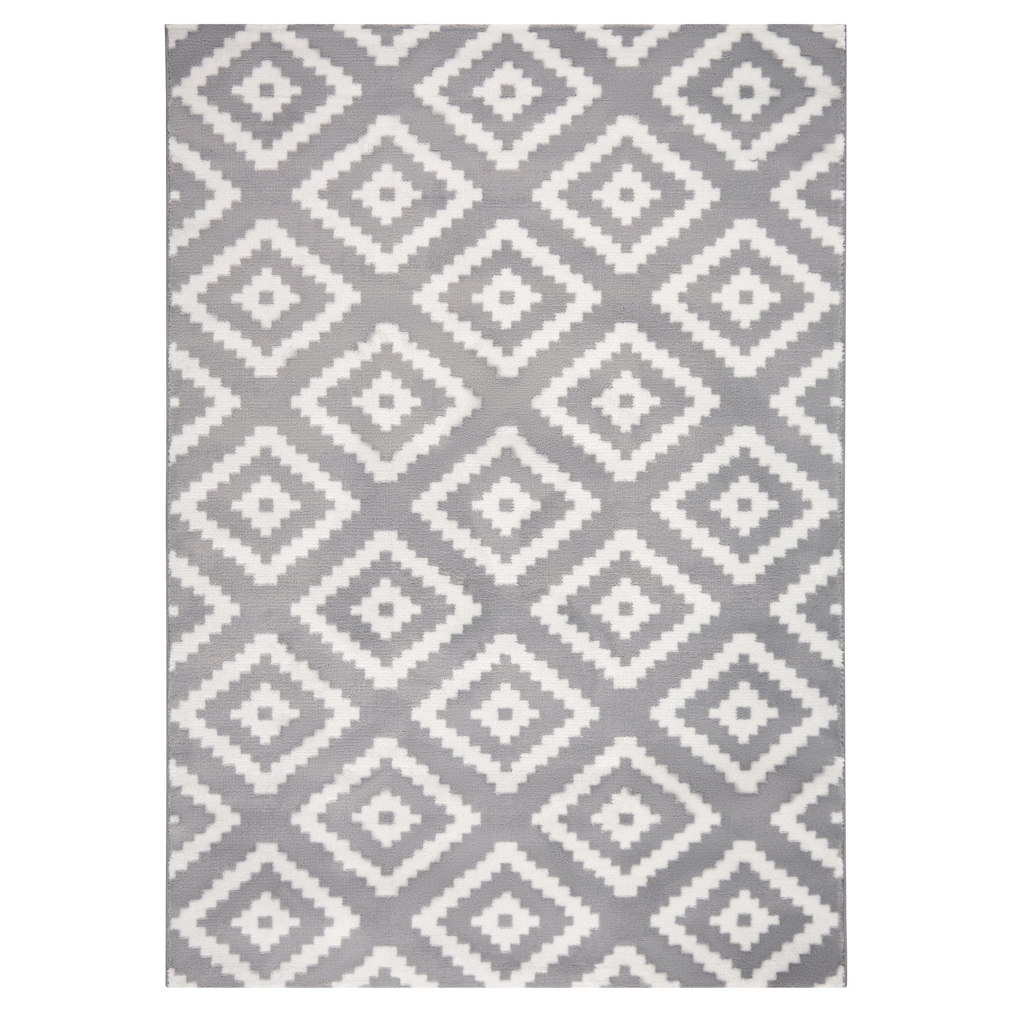 Grey Modern Tiles Motif Rug - Plus Rugs Clearance