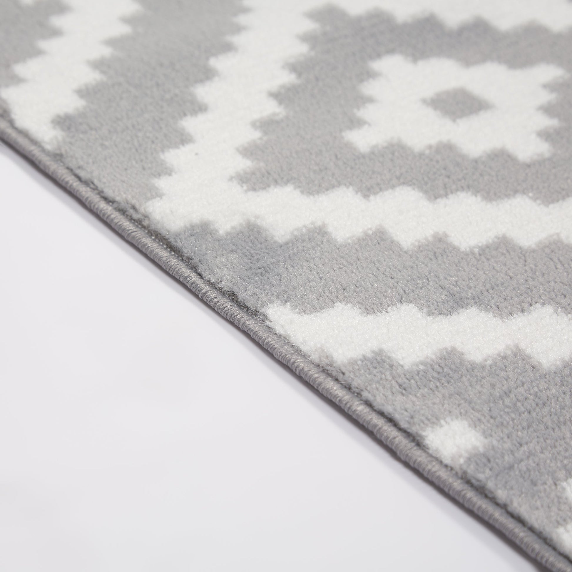 Grey Modern Tiles Motif Rug - Plus Rugs Clearance