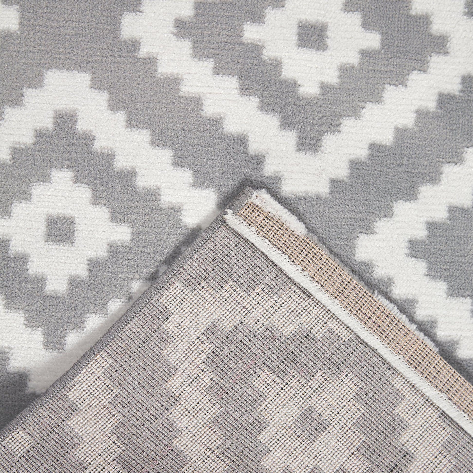 Grey Modern Tiles Motif Rug - Plus Rugs Clearance