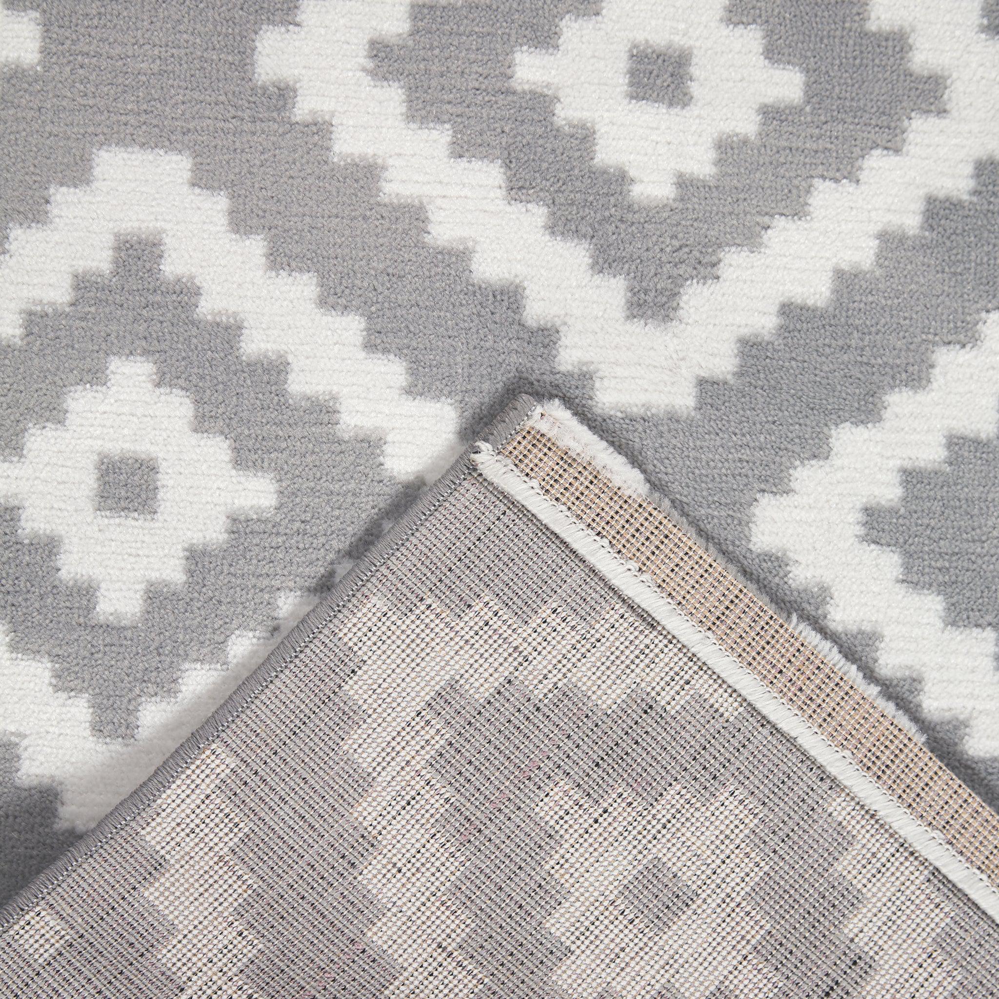 Grey Modern Tiles Motif Rug - Plus Rugs Clearance