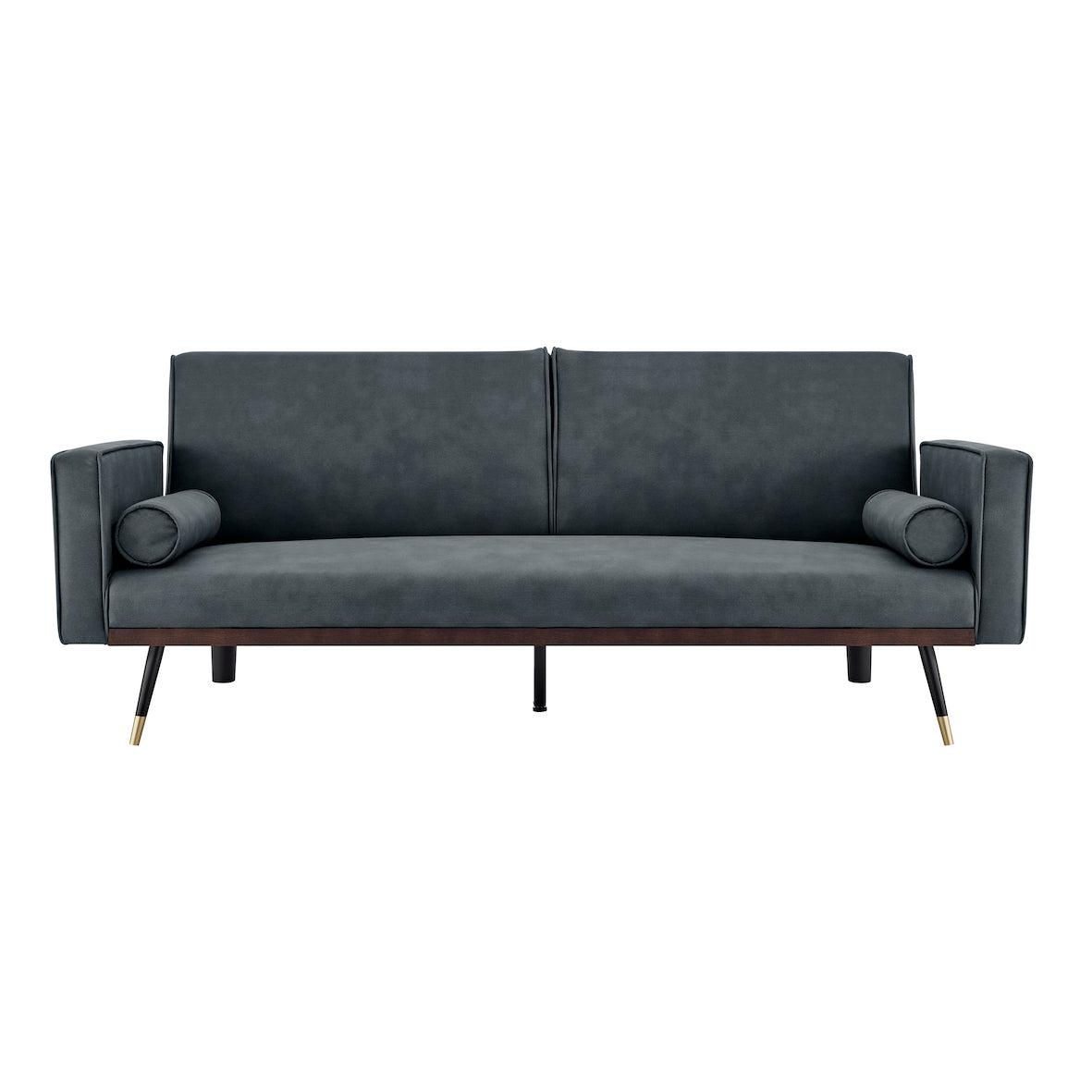 Grey Sofa Bed 3 Seater Faux Suede Click Clack - Jenna Bargainia