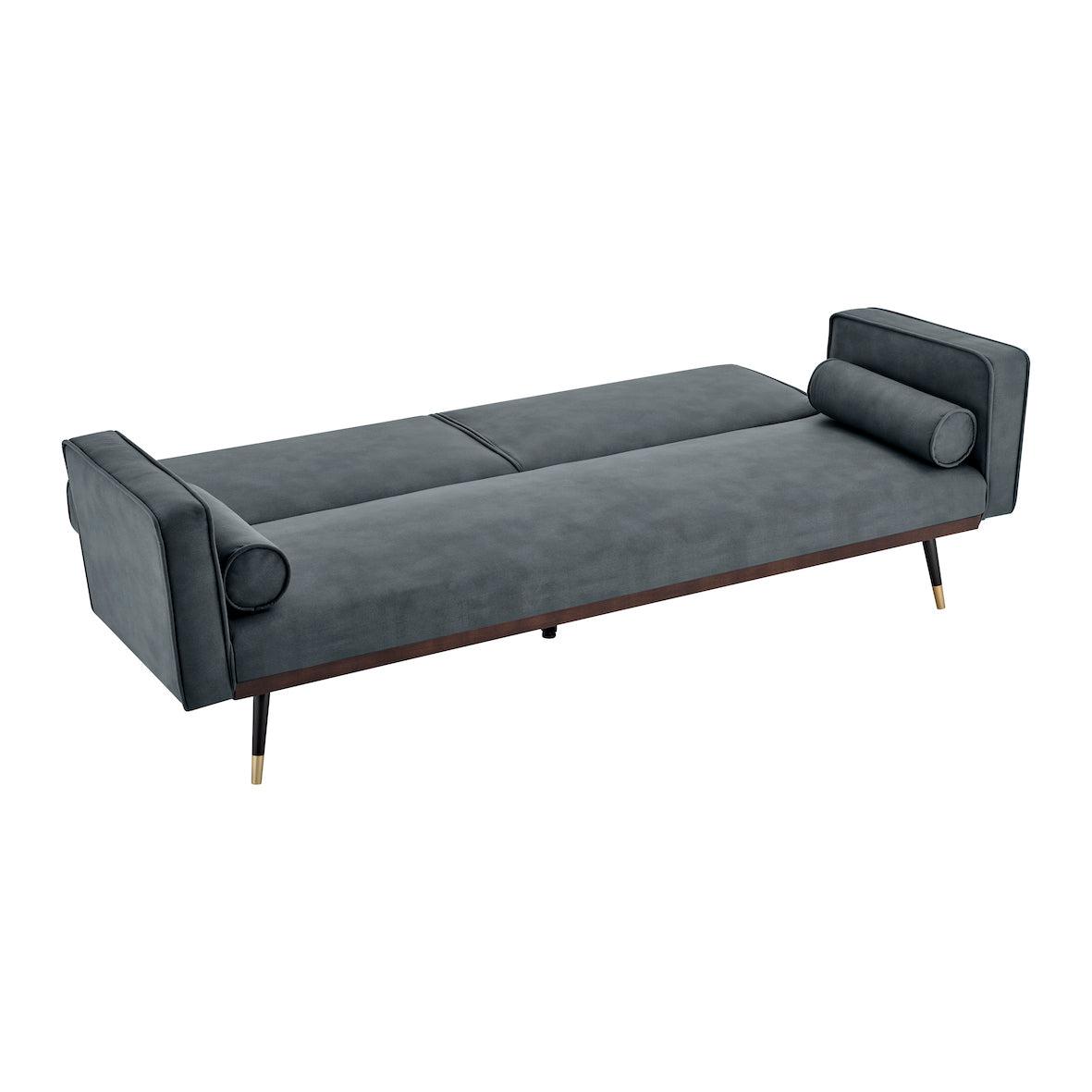 Grey Sofa Bed 3 Seater Faux Suede Click Clack - Jenna Bargainia