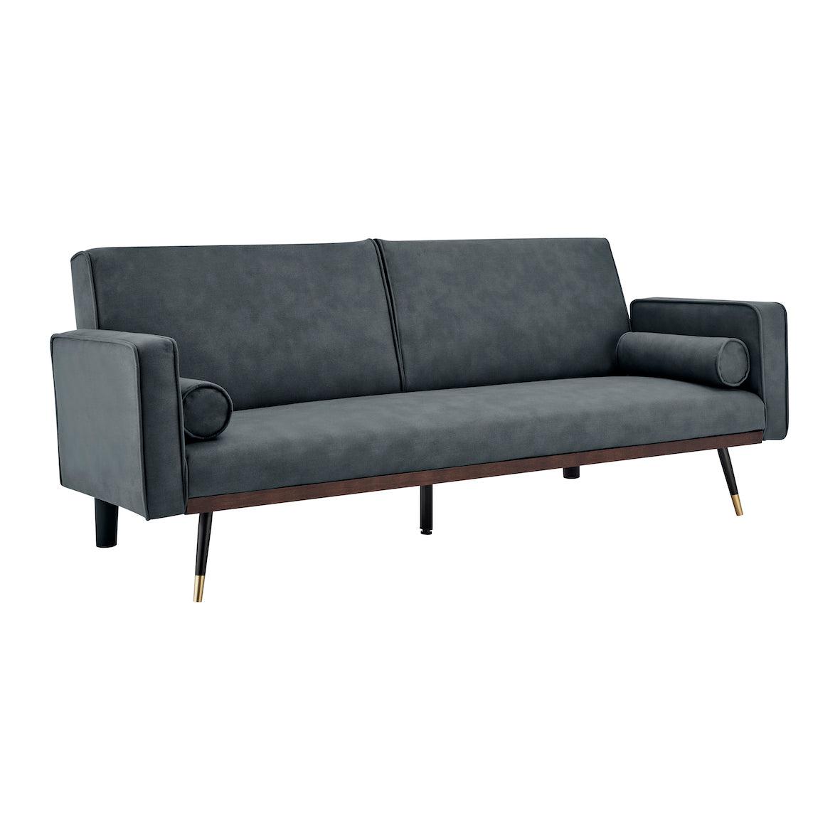 Grey Sofa Bed 3 Seater Faux Suede Click Clack - Jenna Bargainia