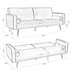 Grey Sofa Bed 3 Seater Faux Suede Click Clack - Jenna - Bargainia.com - 