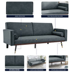 Grey Sofa Bed 3 Seater Faux Suede Click Clack - Jenna - Bargainia.com - 