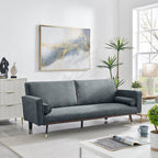 Grey Sofa Bed 3 Seater Faux Suede Click Clack - Jenna - Bargainia.com - 