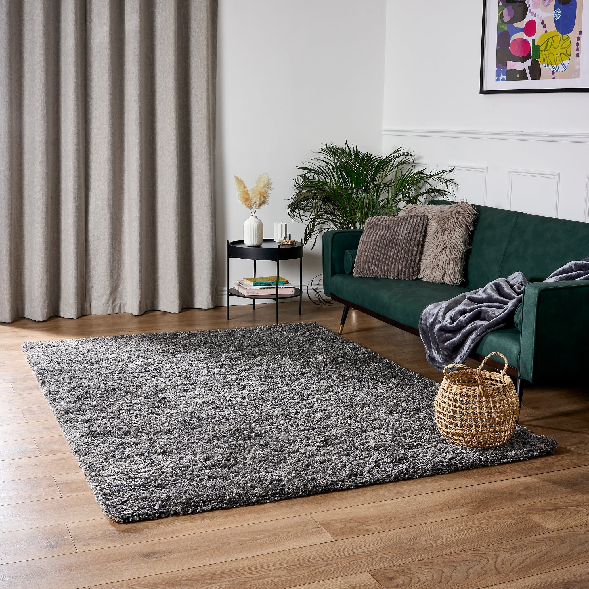 Grey Thick Shaggy Rug - California - Bargainia.com - 