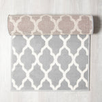 Grey Trellis Runner Rug | Hessian Backed Flexible Stair & Hallway Carpet Runner - Bargainia.com - 