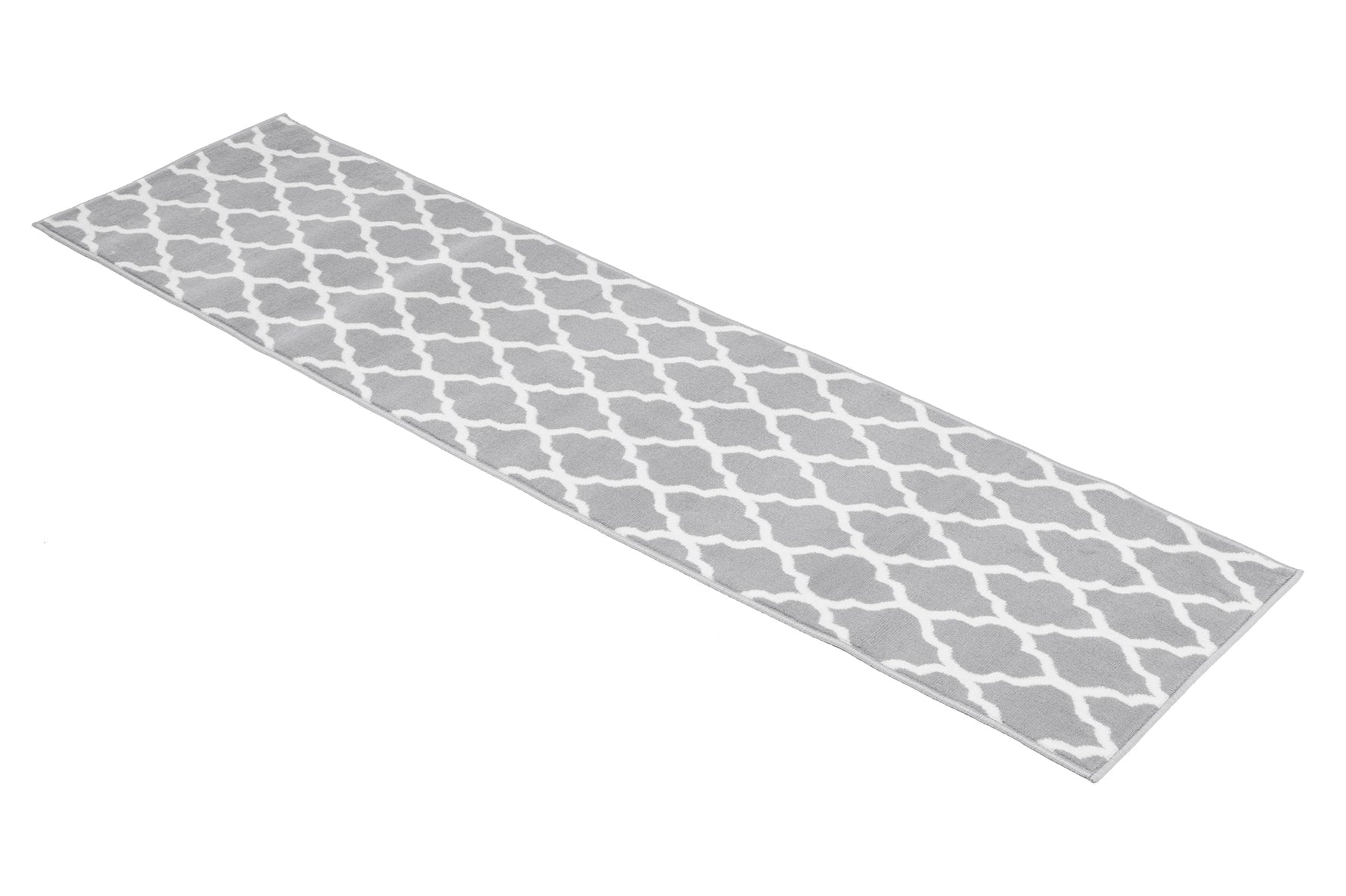 Grey Trellis Runner Rug | Hessian Backed Flexible Stair & Hallway Carpet Runner - Bargainia.com - 