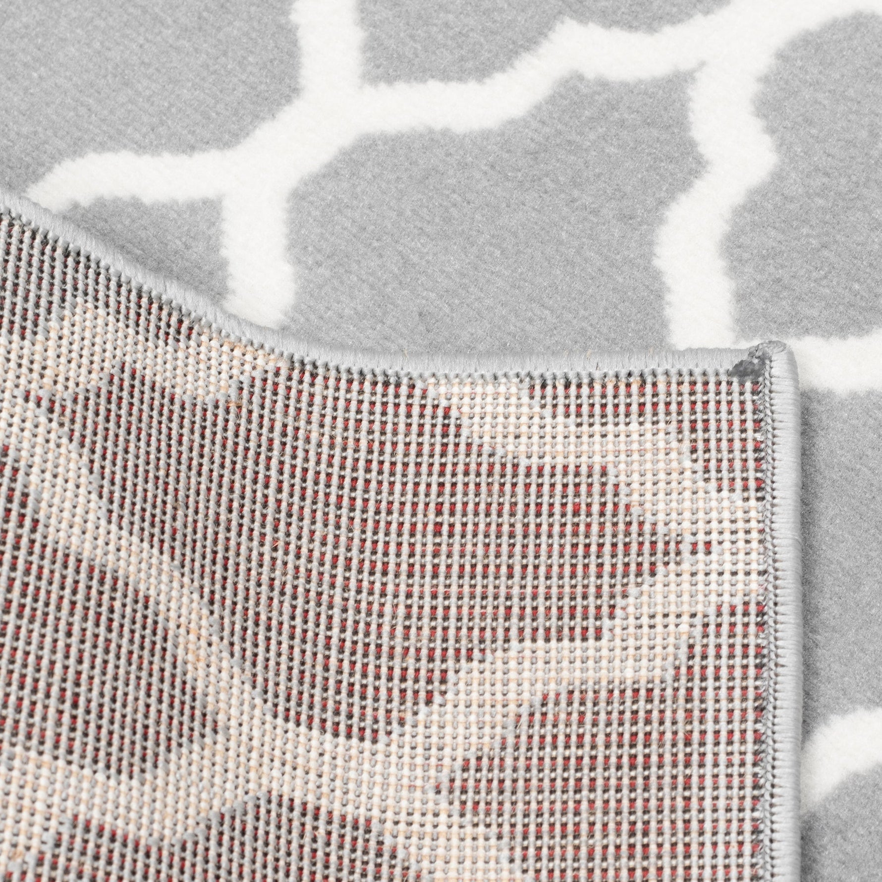 Grey Trellis Runner Rug | Hessian Backed Flexible Stair & Hallway Carpet Runner - Bargainia.com - 