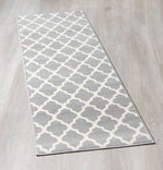 Grey Trellis Runner Rug | Hessian Backed Flexible Stair & Hallway Carpet Runner - Bargainia.com - 