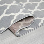 Grey Trellis Runner Rug | Hessian Backed Flexible Stair & Hallway Carpet Runner - Bargainia.com - 