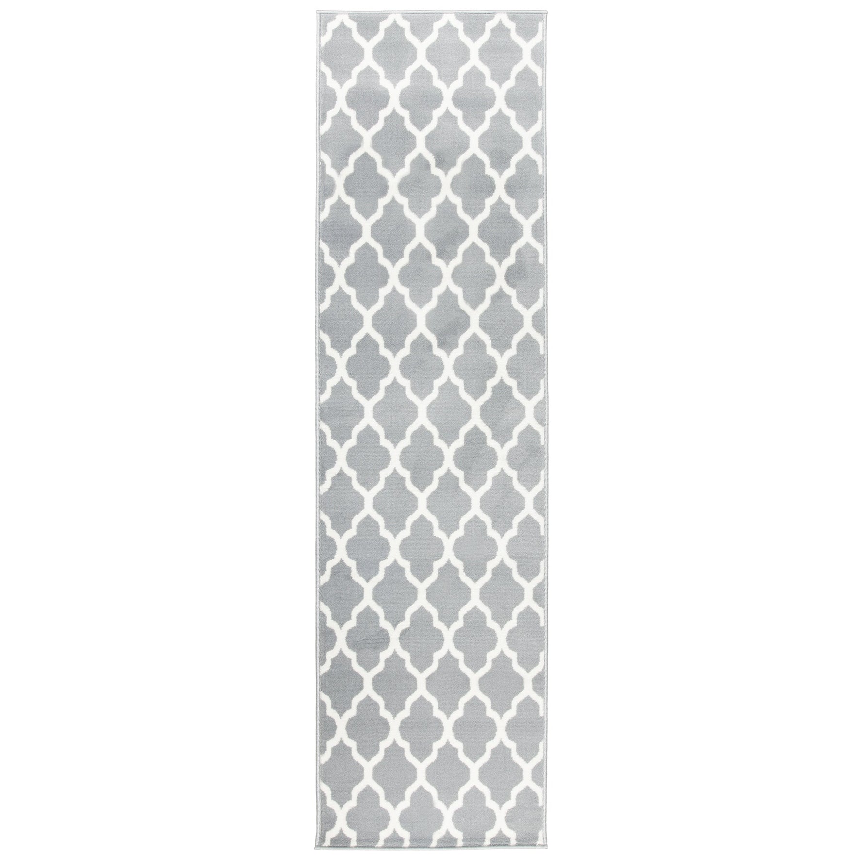 Grey Trellis Runner Rug | Hessian Backed Flexible Stair & Hallway Carpet Runner - Bargainia.com - 