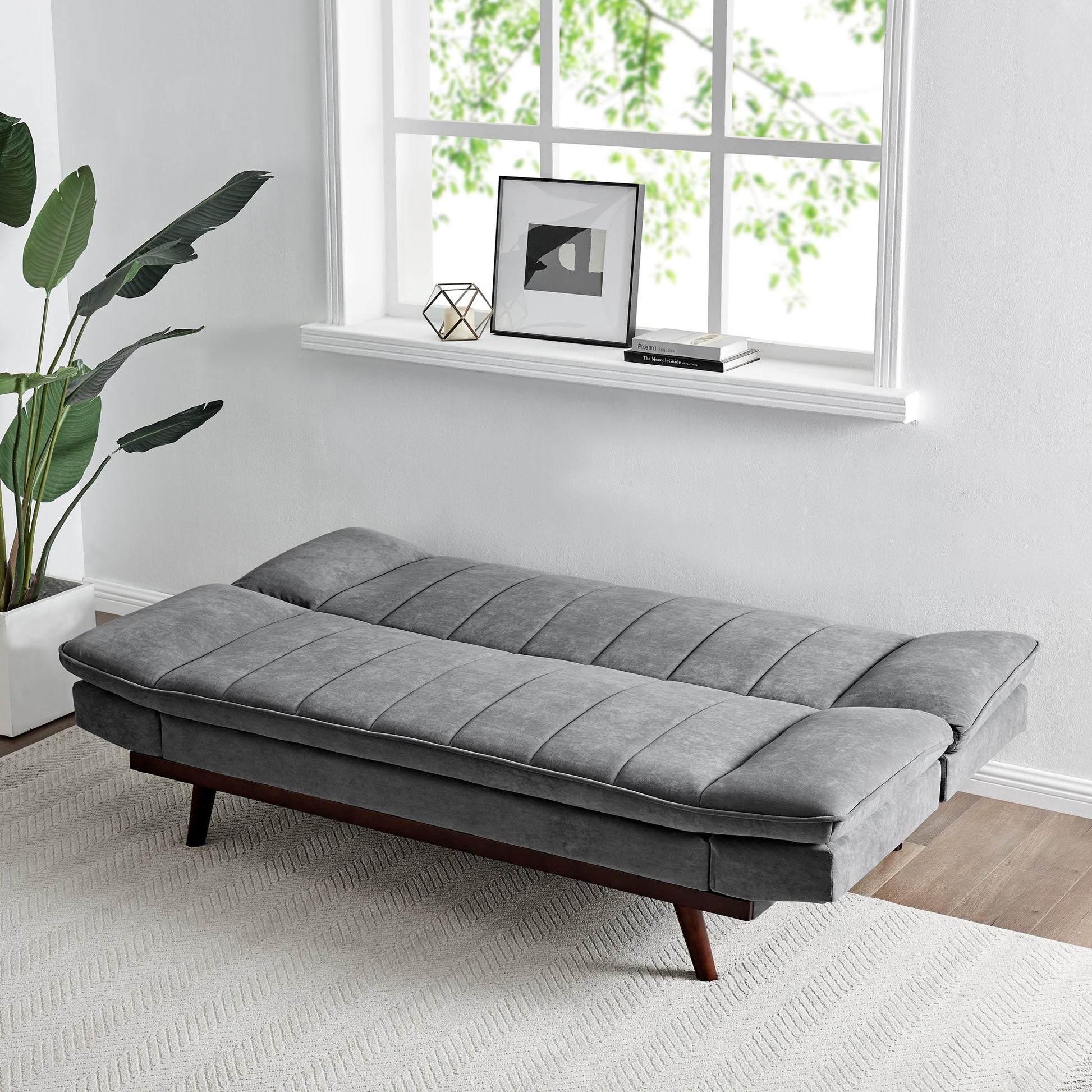 Grey Velvet 3 Seater Sofa Bed - Mondaine Sofas Bargainia