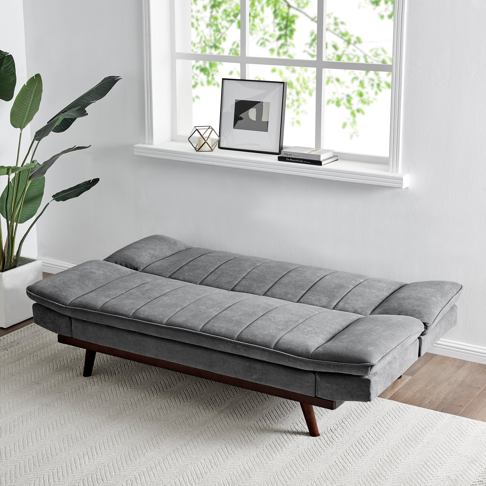 Grey Velvet 3 Seater Sofa Bed - Mondaine Sofas Bargainia