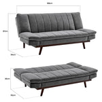 Grey Velvet 3 Seater Sofa Bed - Mondaine - Bargainia.com - 